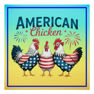 4 juli patriottisch Amerikaans kip ontwerp Perfect Poster