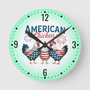 4 juli patriottisch Amerikaans kip ontwerp Ronde Klok