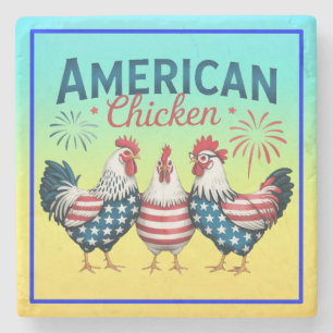 4 juli patriottisch Amerikaans kip ontwerp Stenen Onderzetter