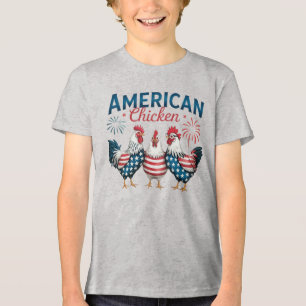 4 juli patriottisch Amerikaans kip ontwerp Tri-Blend Shirt