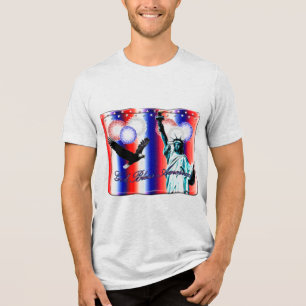 4 juli Patriottisch Amerikaans Vuurwerk Tri-Blend Shirt