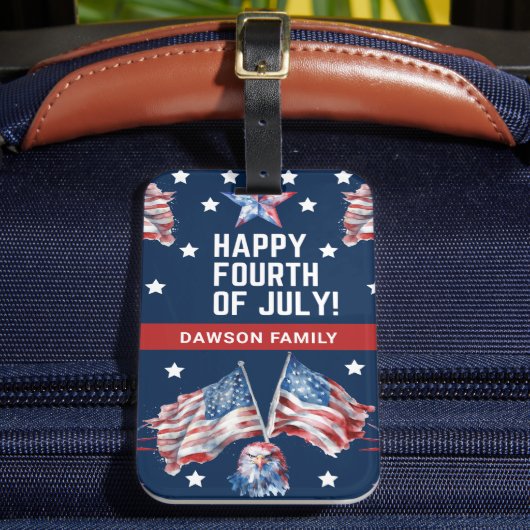 4 juli Patriottisch Gepersonaliseerd Bagagelabel (Voorkant Insitu 2)