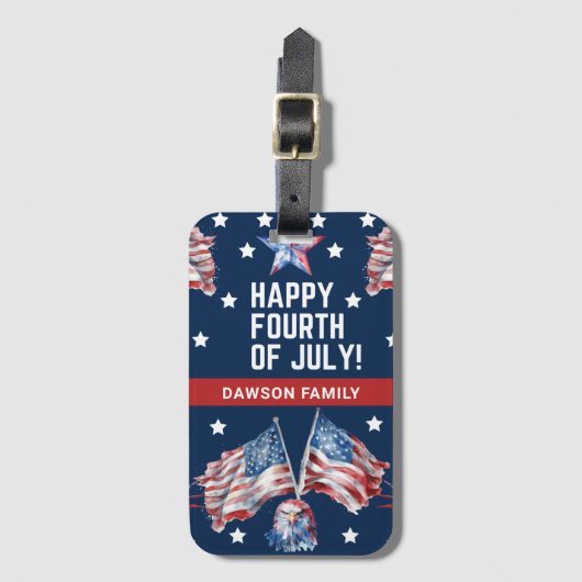4 juli Patriottisch Gepersonaliseerd Bagagelabel (Voorkant (verticaal))