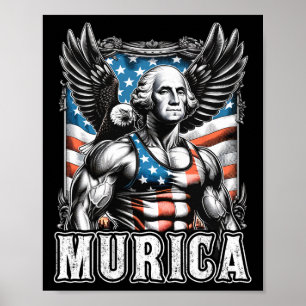 4 juli Patriottisch grappig George Washington juli Poster