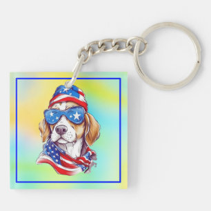 4 juli patriottisch hondenontwerp  sleutelhanger