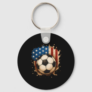 4 juli patriottisch voetbal Usa Amerikaanse vlag J Sleutelhanger