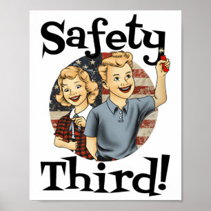 4 juli Patriottisch Vuurwerk Veiligheid Derde Vint Poster