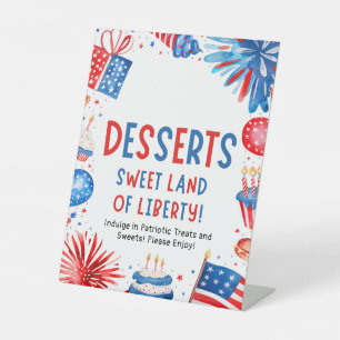 4 juli Patriottisch Vuurwerk Zomer Dessert Reclamebord Met Voetstuk