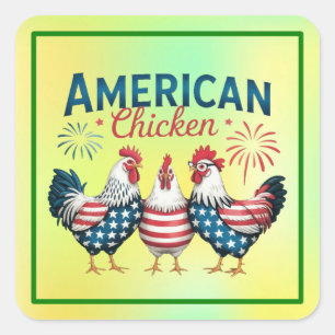 4 juli patriottische Amerikaanse kip-62987 Vierkante Sticker