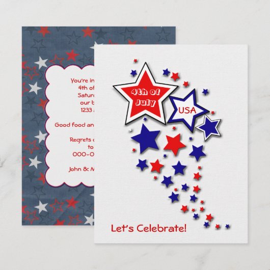 4 juli Patriottische BBQ Party Kaart (Voorkant / Achterkant)