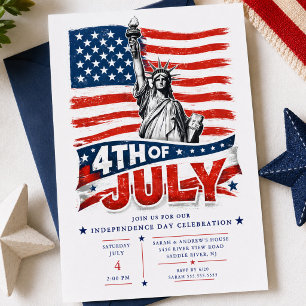 4 juli patriottische BBQ-uitnodiging Kaart