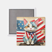 4 juli patriottische cartoon kat magneet (Voorkant / Achterkant)
