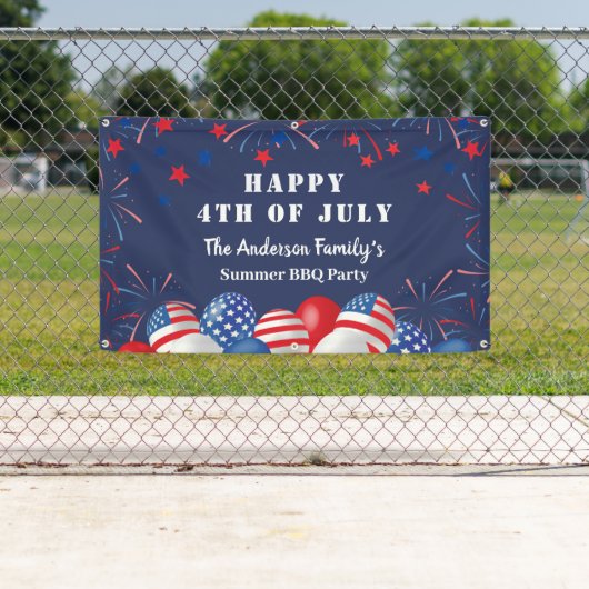 4 juli Patriottische Custom Name Party Spandoek (Insitu)