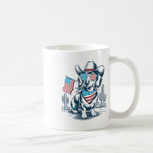 4 juli patriottische dachshund cowboy hond usa vla koffiemok