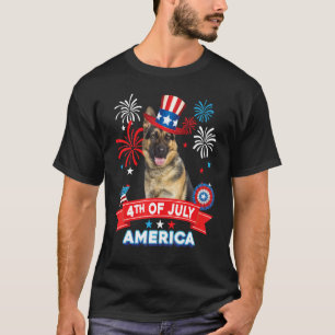 4 juli patriottische dag Duitse herderhond Inde T-shirt