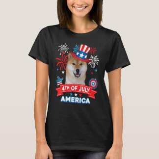 4 juli patriottische dag shiba i u dog onafhankeli t-shirt