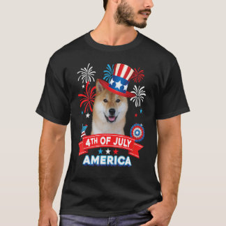 4 juli patriottische dag shiba i u dog onafhankeli t-shirt
