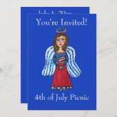 4 juli Patriottische Engel USA Vlag Kaart (Voorkant / Achterkant)