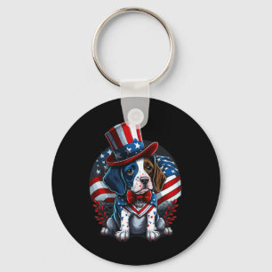 4 juli Patriottische Engels Pointer Dog Amerikaans Sleutelhanger