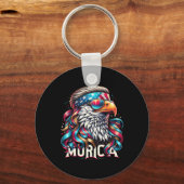 4 juli Patriottische Funny Eagle 4 juli Verenigde  Sleutelhanger (Voorkant)