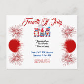 4 juli Patriottische Gnomen BBQ Uitnodiging Briefk (Voorkant)