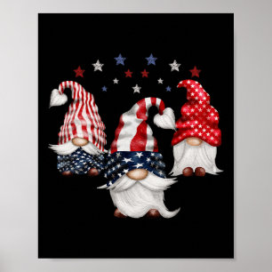 4 juli patriottische gnomen Funny Cute American U Poster