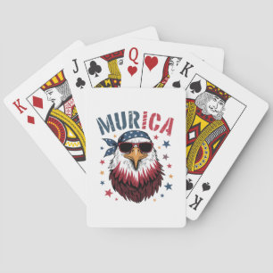 4 juli patriottische grappige adelaar VS Pokerkaarten