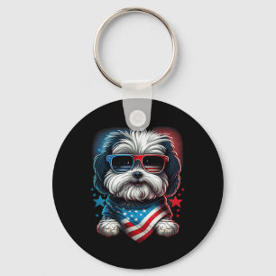 4 juli Patriottische Havanezer Hond Amerikaanse vl Sleutelhanger