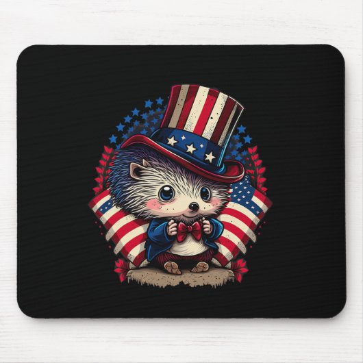 4 juli Patriottische Hedgehog Amerikaanse vlag Muismat (Voorkant)