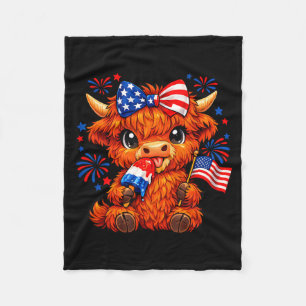 4 juli patriottische Highland-koe Popsicle Fleece Deken