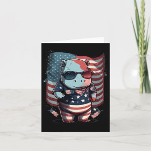 4 juli Patriottische Hippo Amerikaanse vlag Kaart