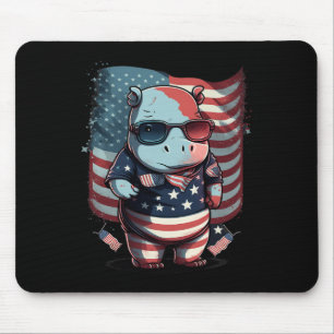 4 juli Patriottische Hippo Amerikaanse vlag Muismat