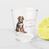 4 juli Patriottische Hond Gepersonaliseerd Shot Glas (Voorkant)