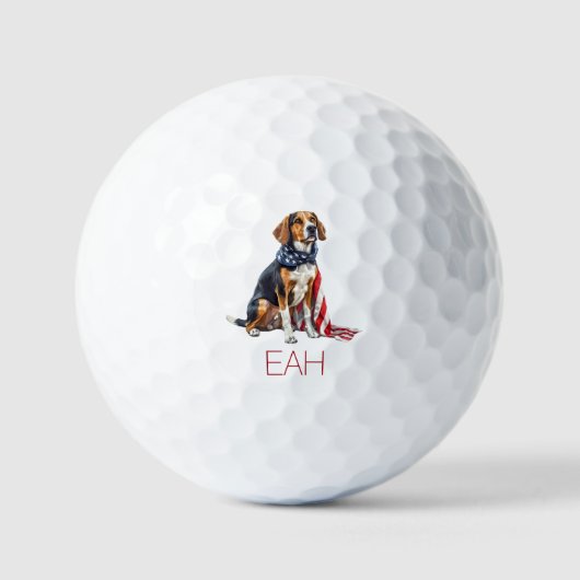 4 juli Patriottische Hond Monogram Golfballen (Voorkant)
