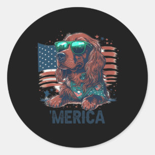 4 juli Patriottische Ierse Setter hond Merica Ronde Sticker