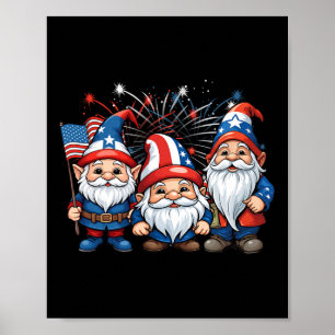 4 juli Patriottische kabouters Amerikaanse vlag US Poster