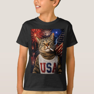 4 juli patriottische kat die sigaret rookt 250 jaa t-shirt