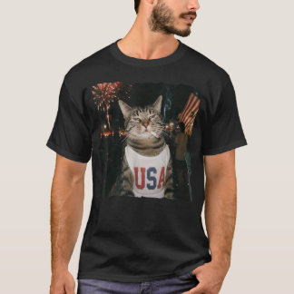4 juli patriottische kat die sigaret rookt 250 t-shirt