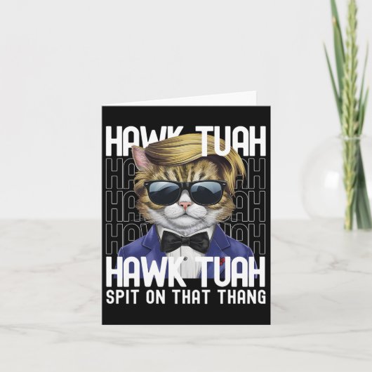 4 juli Patriottische kat USA Hawk Tuah spuugt op T Kaart (Voorkant)