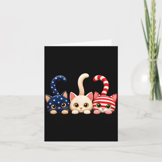 4 juli patriottische kat VS Amerikaanse vlag Kaart (Voorkant)