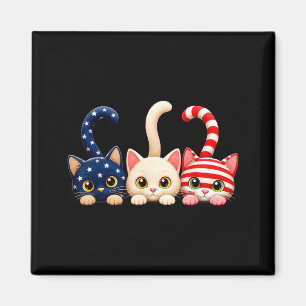 4 juli patriottische kat VS Amerikaanse vlag Magneet