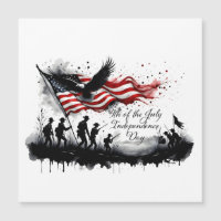 4 juli-patriottische kunst met vlag en soldaten