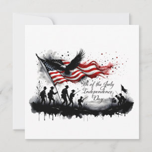 4 juli Patriottische kunst met vlag en soldaten