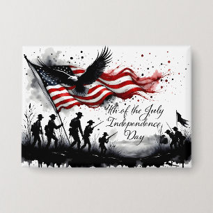 4 juli-patriottische kunst met vlag en soldaten button