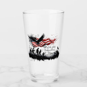 4 juli Patriottische kunst met vlag en soldaten Glas