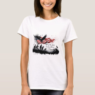 4 juli patriottische kunst met vlag en soldaten t-shirt