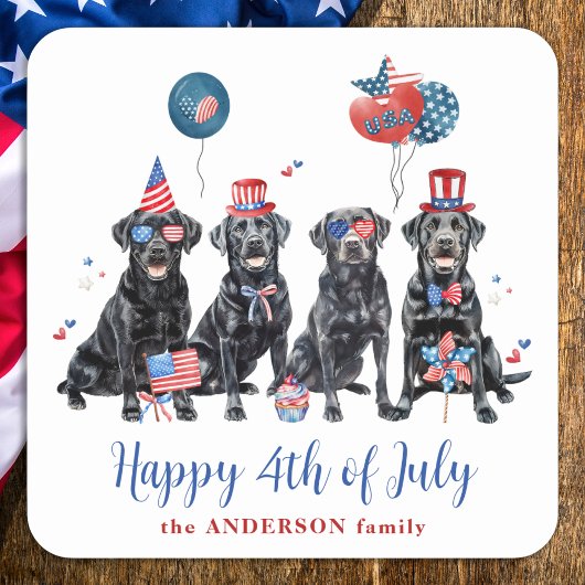 4 juli Patriottische Labrador Retriever Vierkante Sticker