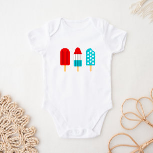 4 juli patriottische popsicles Baby Bodysuit