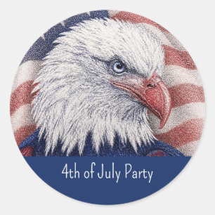 4 juli Patriottische Rode Witte Blauwe Adelaar Fee Ronde Sticker