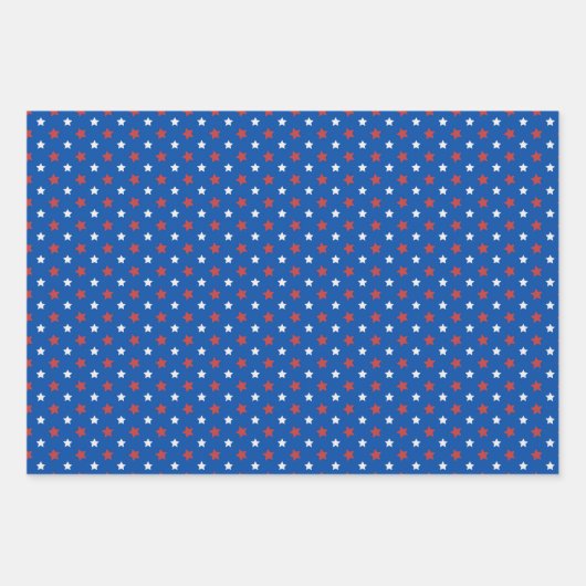 4 juli Patriottische rode witte en blauwe sterren Inpakpapier Vel (Voorkant 3)